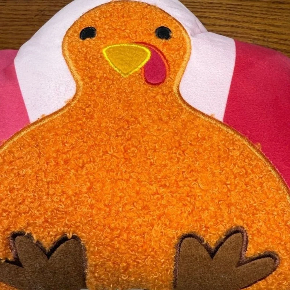 Turkey‎ Pillow fuzzy pink orange white thanksgiving fall autumn